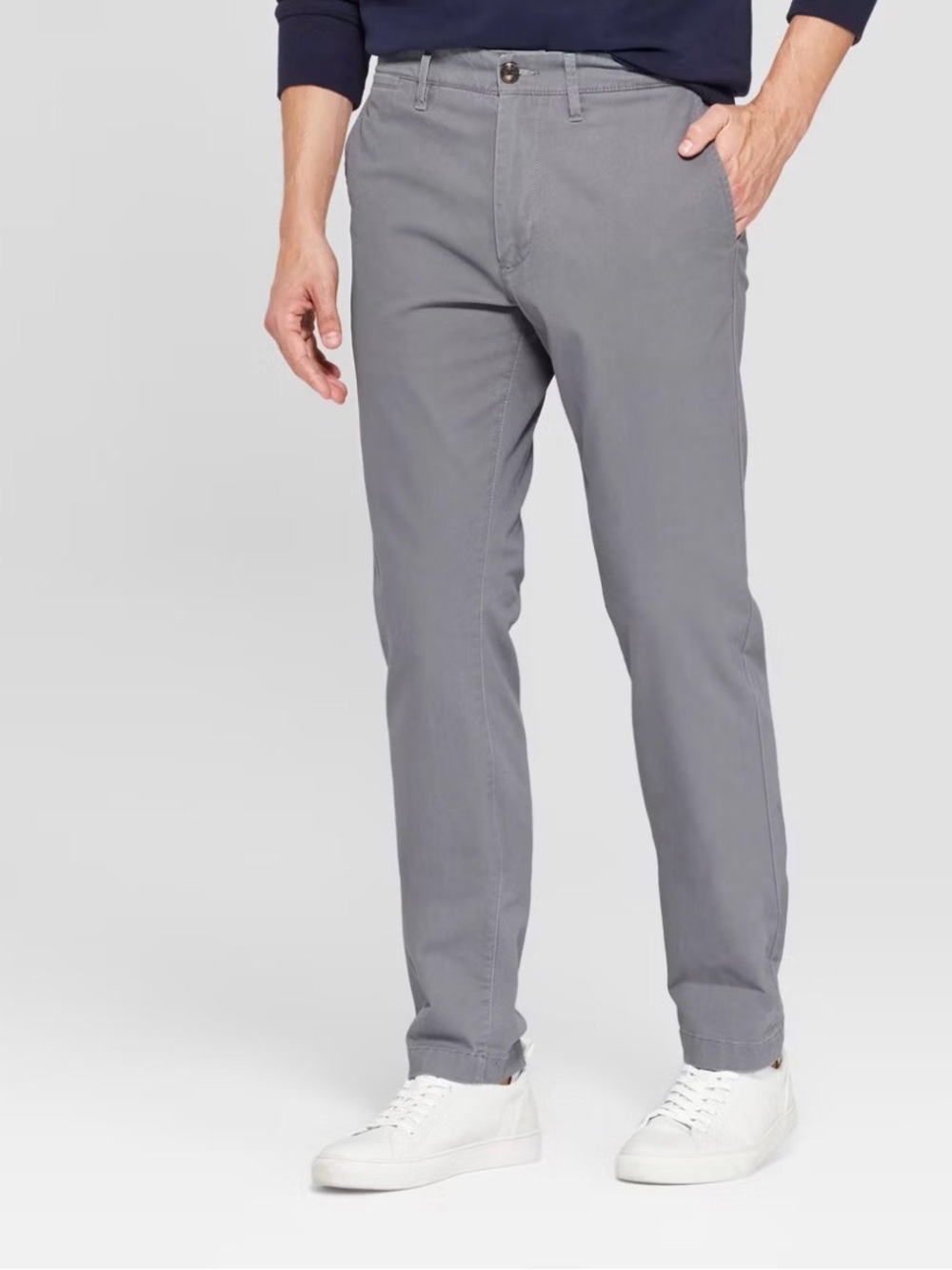 NWT Men's Classic Straight Slim Chino Pants Dark Gray 36x32 Every Day Versatile